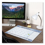 AT-A-GLANCE Slate Blue Desk Pad, 22 x 17, White Sheets, Clear Corners, 12-Month (Jan to Dec): 2022