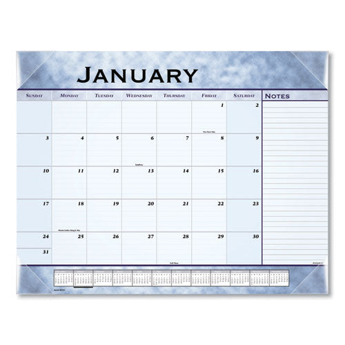 AT-A-GLANCE Slate Blue Desk Pad, 22 x 17, White Sheets, Clear Corners, 12-Month (Jan to Dec): 2022