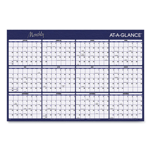 AT-A-GLANCE Reversible Horizontal Erasable Wall Planner, 48 x 32, Assorted Sheet Colors, 12-Month (Jan to Dec): 2022