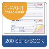 Adams TOPS 3-Part Hardbound Receipt Book, Three-Part Carbonless, 7 x 2.75, 4/Page, 200 Forms