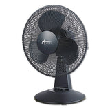 Alera 12" 3-Speed Oscillating Desk Fan, Plastic, Black