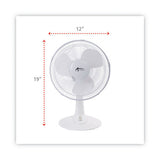 Alera 12" 3-Speed Oscillating Desk Fan, Plastic, White