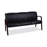 Alera Alera Reception Lounge WL 3-Seat Sofa, 65.75w x 26d.13 x 33h, Black/Mahogany