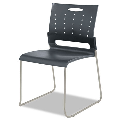 Alera Alera Continental Series Plastic Perforated Back Stack Chair, Supports Up to 275 lb, Charcoal Seat/Back, Gunmetal Base, 4/CT