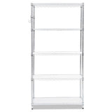 Alera 5-Shelf Wire Shelving Kit with Casters and Shelf Liners, 36w x 18d x 72h, Silver