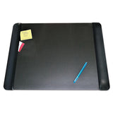 Artistic Executive Desk Pad with Antimicrobial Protection, Leather-Like Side Panels, 24 x 19, Black