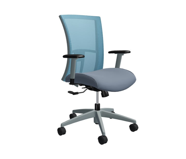 Global Vion – Sleek Aqua Mesh Medium Back Tilter Task Chair in Vinyl for the Modern Office, Home and Business