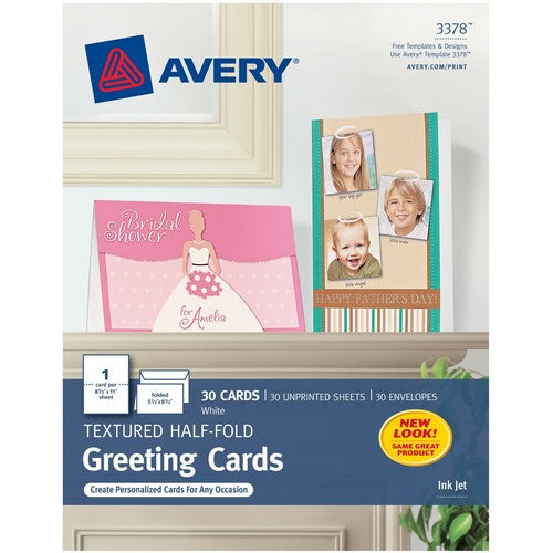 Avery Inkjet Greeting Card - White - 03378