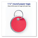 Avery Key Tags with Split Ring, 1 1/4 dia, Assorted Colors, 50/Pack