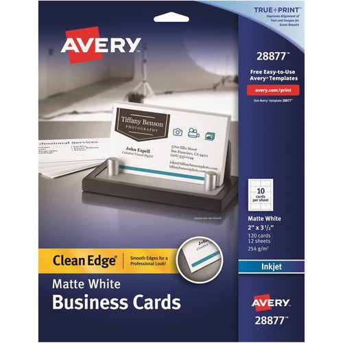 Avery Clean Edge Inkjet Business Card - White - 28877