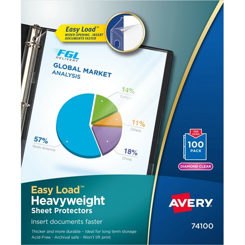 Avery Heavyweight Sheet Protectors -Acid-free, Archival-safe, Top-loading - 74100