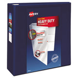 Avery Heavy-Duty View Binder with DuraHinge and Locking One Touch EZD Rings, 3 Rings, 4" Capacity, 11 x 8.5, Navy Blue