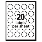 Avery Vibrant Inkjet Color-Print Labels w/ Sure Feed, 1 1/2" dia, White, 400/PK