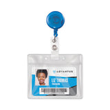 Advantus Translucent Retractable ID Card Reel, 30" Extension, Blue, 12/Pack
