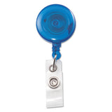 Advantus Translucent Retractable ID Card Reel, 30" Extension, Blue, 12/Pack
