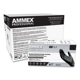AMMEX Professional Nitrile Exam Gloves, Powder-Free, 3 mil, Medium, Black, 100/Box