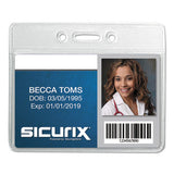 SICURIX SICURIX Badge Holder, Horizontal, 2.13 x 3.38, Clear, 12/Pack