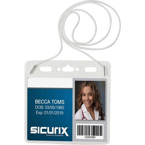 SICURIX Vinyl Badge Holder with Elastic Neckcord - 67838