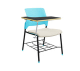 Global Stream – Fun and Functional Armless Classroom Chair in Vivid Black, Polypropylene Back with a Sleek Illusion Seat Complete with Backpack Rack and Tablet