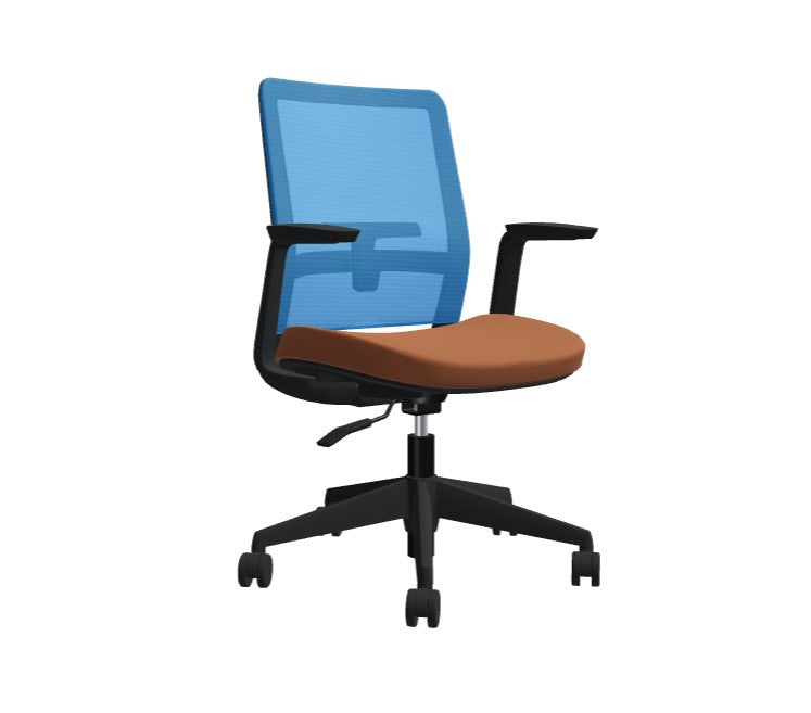Global Factor – Smart and Chic Buzz Blue Mesh Synchro-Tilter Mid-Back Chair in Vinyl, Perfect for your State-of-the-Art Office, Home and Business.