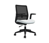 Global Factor – Smart and Chic Black Mesh Synchro-Tilter Mid-Back Chair in Vinyl, Perfect for your State-of-the-Art Office, Home and Business.