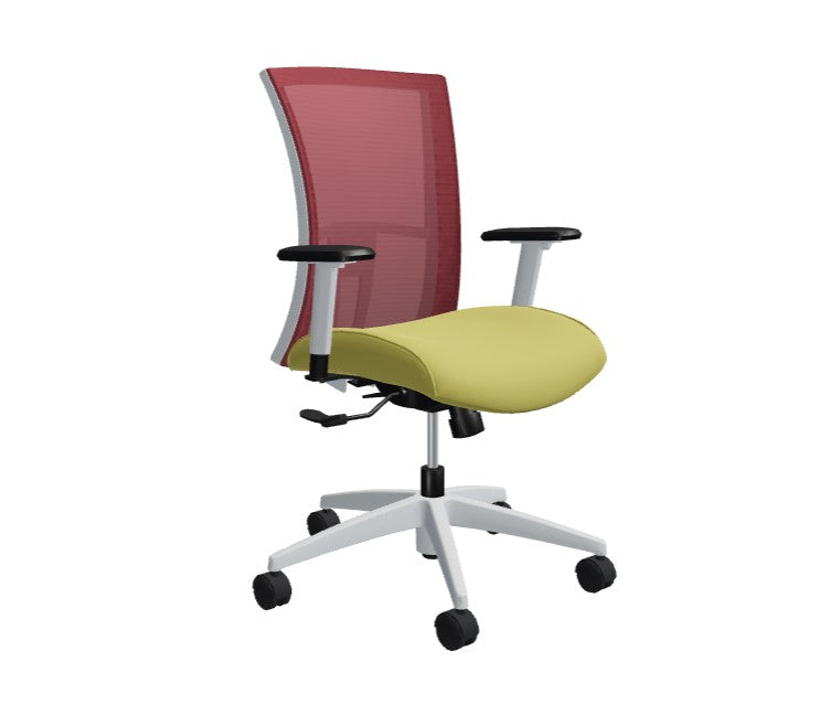 Global Vion – Sleek Black Cherry Mesh Medium Back Tilter Task Chair in Vinyl for the Modern Office, Home and Business