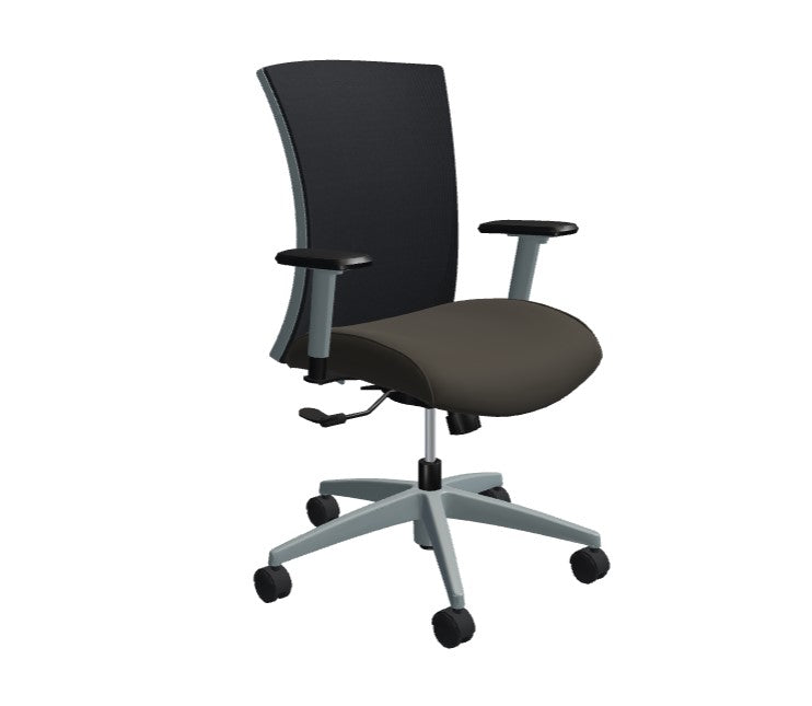 Global Vion – Sleek Black Dimension Mesh Medium Back Tilter Task Chair in Vinyl for the Modern Office, Home and Business