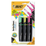BIC Brite Liner 3 'n 1 Highlighters, Assorted Ink Colors, 3 'n 1 Chisel Tip, Assorted Barrel Colors, 3/Set