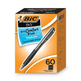 BIC BU3 Ballpoint Pen Value Pack, Retractable, Medium 1 mm, Black Ink, Black Barrel, 60/Pack