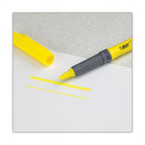 BIC Brite Liner Grip Pocket Highlighter, Fluorescent Yellow Ink, Chisel Tip, Yellow/Black/Silver Barrel, Dozen