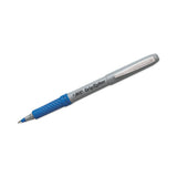 BIC Roller Glide Roller Ball Pen, Stick, Micro 0.5 mm, Blue Ink, Gray Barrel, Dozen