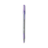 BIC Round Stic Grip Xtra Comfort Ballpoint Pen, Easy-Glide, Stick, Medium 1.2 mm, Purple Ink, Gray/Purple Barrel, Dozen