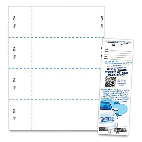 Blanks/USA Jumbo Micro-Perforated Event/Raffle Ticket, 90 lb, 8.5 x 11, White, 4 Tickets/Sheet, 250 Sheets/Pack