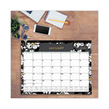 Blue Sky Baccara Dark Desk Pad, Baccara Dark Floral Artwork, 22 x 17, White/Black Sheets, Black Binding, Clear Corners, 2022