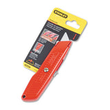 Stanley Interlock Safety Utility Knife w/Self-Retracting Round Point Blade, Red Orange