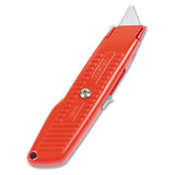 Stanley Interlock Safety Utility Knife w/Self-Retracting Round Point Blade, Red Orange
