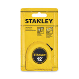 Stanley Bostitch Power Return Tape Measure w/Belt Clip, 1/2" x 12ft, Yellow