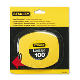 Stanley Long Tape Measure, 1/8" Graduations, 100ft, Yellow