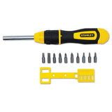 Stanley Tools 3 inch Multi-Bit Ratcheting Screwdriver, 10 Bits, Black/Yellow