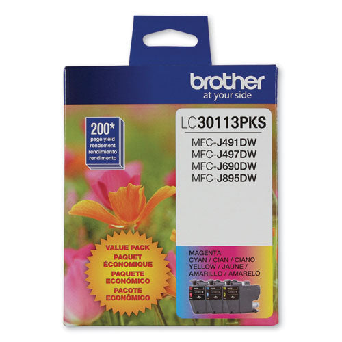 Brother LC3011 Ink, 200 Page-Yield, Cyan/Magenta/Yellow