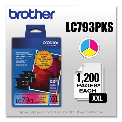 Brother LC793PKS Innobella Super High-Yield Ink, 1,200 Page-Yield, Cyan/Magenta/Yellow