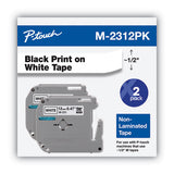 Brother P-Touch M Series Tape Cartridges for P-Touch Labelers, 0.47" x 26.2 ft, Black on White, 2/Pack
