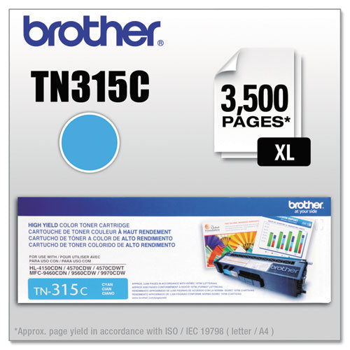 Brother TN315C High-Yield Toner, 3,500 Page-Yield, Cyan