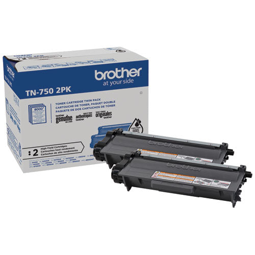 Brother TN7502PK High-Yield Toner, 8,000 Page-Yield, Black, 2/Pack