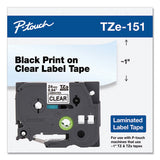 Brother P-Touch TZe Standard Adhesive Laminated Labeling Tape, 0.94" x 26.2 ft, Black on Clear