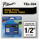 Brother P-Touch TZe Standard Adhesive Laminated Labeling Tape, 0.47" x 26.2 ft, Gold on Black