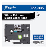 Brother P-Touch TZe Standard Adhesive Laminated Labeling Tape, 0.47" x 26.2 ft, White on Black