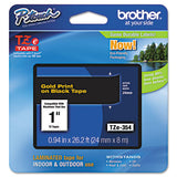 Brother P-Touch TZe Standard Adhesive Laminated Labeling Tape, 0.94" x 26.2 ft, Gold on Black