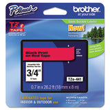 Brother P-Touch TZe Standard Adhesive Laminated Labeling Tape, 0.7" x 26.2 ft, Black on Red
