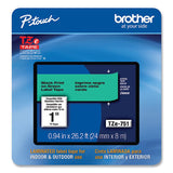 Brother P-Touch TZe Laminated Removable Label Tapes, 0.94" x 26.2 ft, Black on Green